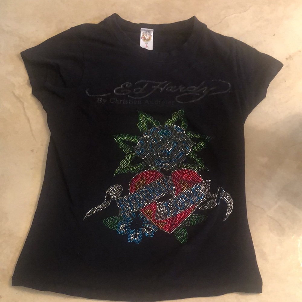 Ed Hardy Eternal Love Tee. Excellent condition,size L 15” pit to pit